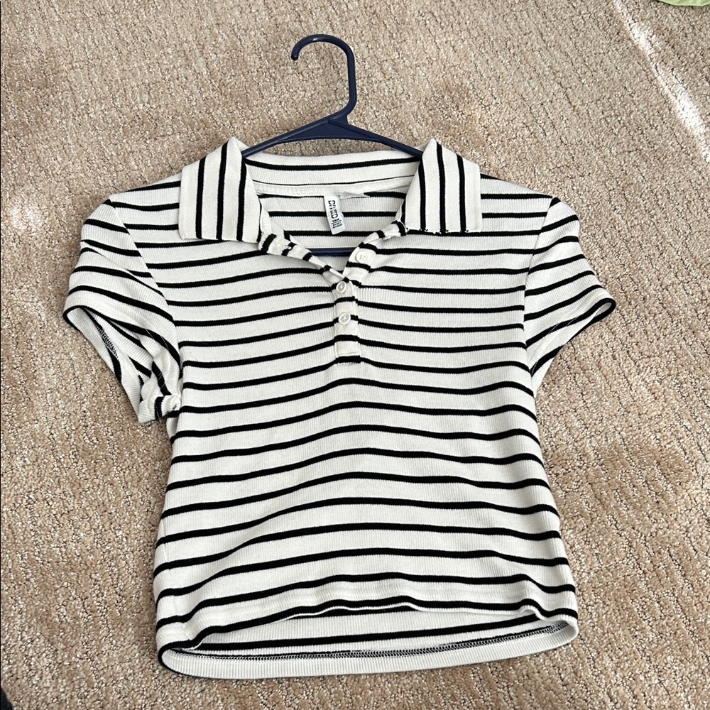 H&M Black and White Striped Button Down Shirt
